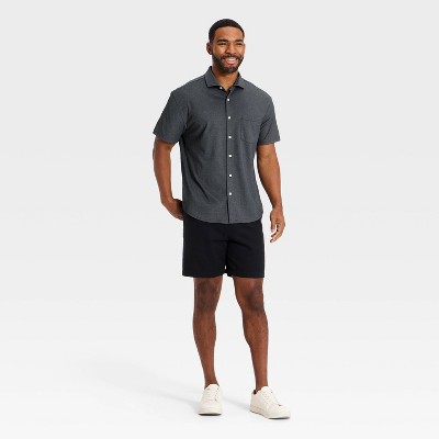 Мужские рубашки Goodfellow & Co Men's Short Sleeve Comfort Pique Button-Down Shirt - Goodfellow & Co™ Black L — фото 2