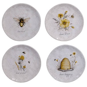 8.5" 4pk Earthenware Sweet As A Bee Salad Plates - Certified International - 1 of 2