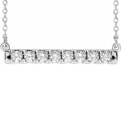 Pompeii3 1/2Ct Bar Diamond Pendant Necklace in 14k White or Yellow Gold Lab Created