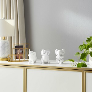 Sagebrook Home Set of 3 Yoga Elephant Figurines - Classic Polyresin Sculpture of Yoga Posed Eleplants - Home, Office, Yoga - 1 of 4