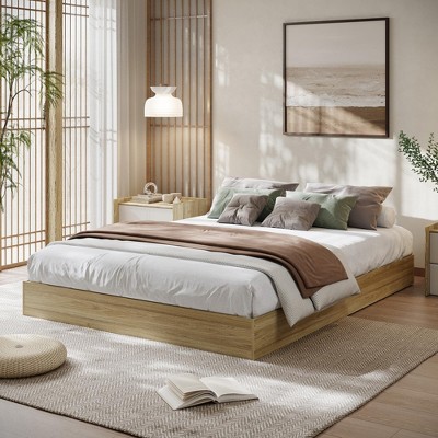 Whizmax Wood Platform Bed Frame,Wooden Bed Frame Without Headboard, Wood Slat Support,No Box Spring Needed, Easy Assembly