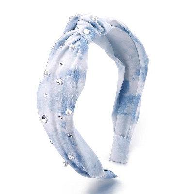 Liv & Ava KNOT TIE DYE HEADBAND WITH PEARL Blue