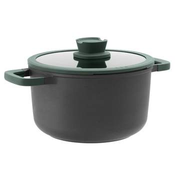 Goodful 4.8qt Cast Aluminum, Ceramic Deep Cooker with Lid, Side Handle and  Long Handle Charcoal