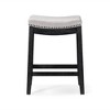 Maven Lane Sophia Backless Counter Stool in Aged Black Finish with Snow White Fabric - 2 of 4