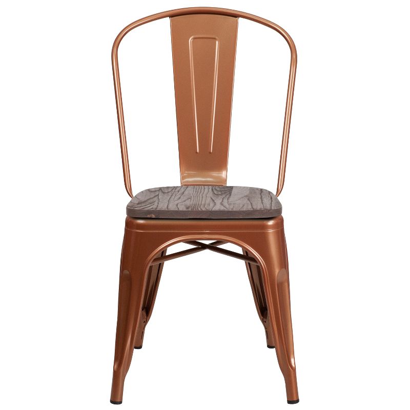 Flash Furniture Metal Stackable Chair with Wood Seat, 5 of 7