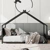 Lyngins Twin Size Bed Frame, Kids' House Bed Frame with Roof & Colorful Lights, Metal  Floor Bed Frame with Slats and Legs, Toddler Bed with Backrest - 2 of 4