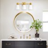 POWLIG 22-in 3-Light Gold Modern Dimmable Vanity Light with Cone Milk White Glass Shade Suitable for Bathroom Living Room - 2 of 4