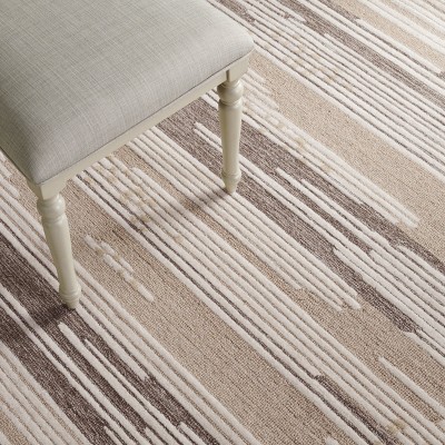 Red and Beige Abstract Tufted Wool Area Rug, 3' x 5'