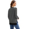 INSPIRE CHIC Women's Striped Side Slits Knit Crew Neck Long Sleeve Pullover Casual Tops - 4 of 4