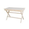 Cross Leg Desk Unfinished - International Concepts: Rubberwood Writing Desk with Drawer, Hardwood Frame - 4 of 4