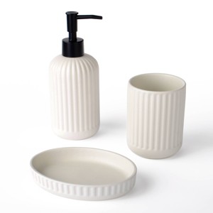 3pc Bath Accessories Set Matte White - Bullseye's Playground™ - 1 of 3