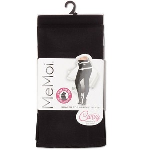 Memoi Women's 2 Pair Pack Shaper Top Opaque Tights Black-Black 3X-4X - 1 of 2
