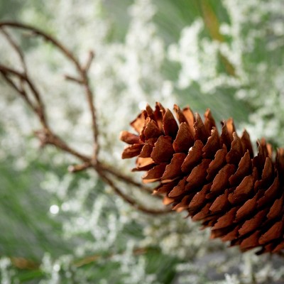15" Green Pine and Cedar Artificial Christmas Wreath with Pinecones
