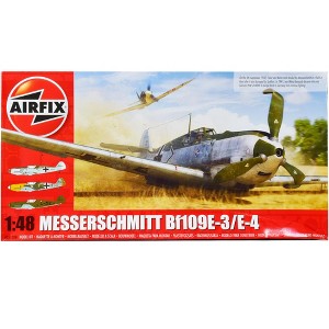 Level 2 Model Kit Messerschmitt Bf109E-3/E-4 Fighter Aircraft with 3 Scheme Options 1/48 Plastic Model Kit by Airfix - 1 of 3