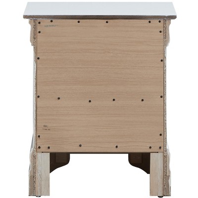 Lorana Silver 2-Drawer Nightstand with Embossed Veneers