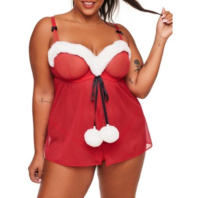 Adore Me Women's Claussine Babydoll Lingerie 40D / True Red.