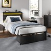 Twin Bed Frame with Wood Headboard Metal Platform Bed with 2 Storage Drawers Shelf Built-in Charging Station LED Lights No Box Spring Needed Black - 2 of 4