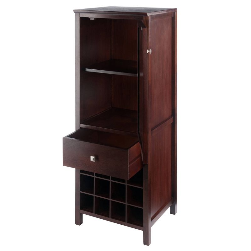 Brooke Cupboard 1 Drawer and Wine Holder Walnut - Winsome, 3 of 11