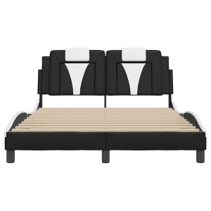 vidaXL Bed Frame Black Faux Leather, Metal, Solid Pine Wood, Engineered Wood - 1 of 4
