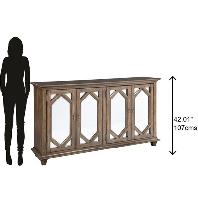 Nut Brown Acacia 72'' Transitional Media Console with Gold Accents