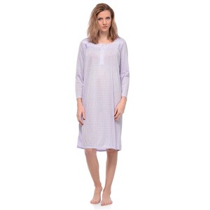 Casual Nights Women's Long Sleeve Pointelle Embroidered/Square Neck Nighgown - 1 of 4