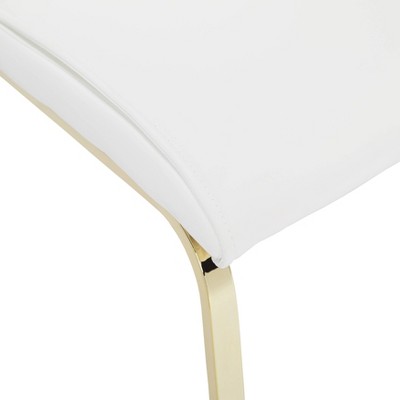 White Faux Leather and Gold 5-Piece Dining Set with Glass Top