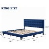 King Size Platform Bed Frame with Upholstered Button Tufted Headboard, Metal Foundation with Wood Slats Support No Box Spring Needed - 2 of 4
