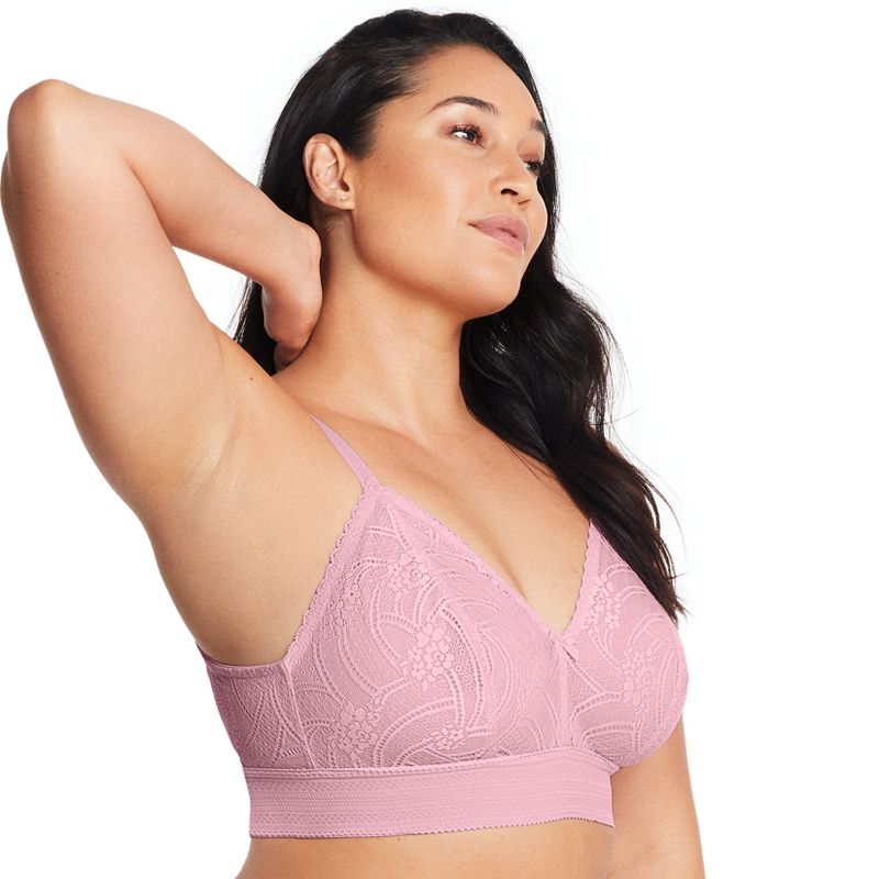 Glamorise Womens Bramour Gramercy Luxe Lace Bralette Wirefree Bra 7012 Mauve, 3 of 5