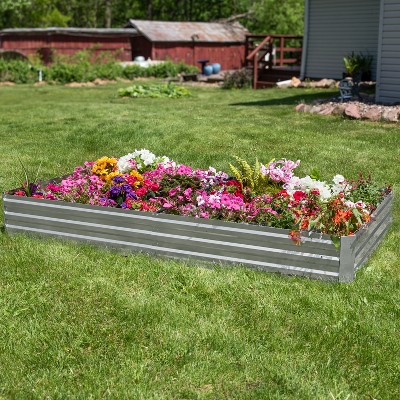 Sunnydaze 4' x 8' Silver Galvanized Steel Raised Garden Bed