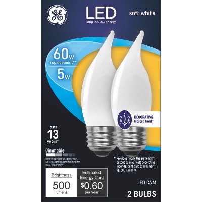 GE 2pk 60W Decorative LED Light Bulb Soft White Frosted