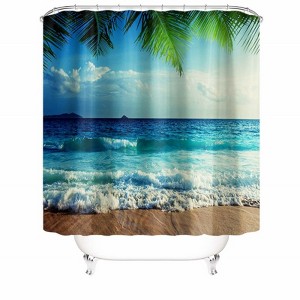 Beach View Shower Curtains for Bathroom Waterproof Fabric Bath Curtain Durable Soft Stylish Bathroom Decor 72x72 Inch - 1 of 1
