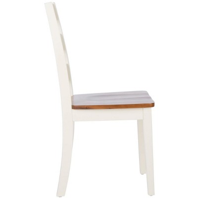 Silio White and Natural Ladder Back Dining Chairs, Set of 2