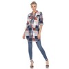 Women's  Roll Tab Sleeve Plaid Buttoned Top - White Mark - 2 of 4