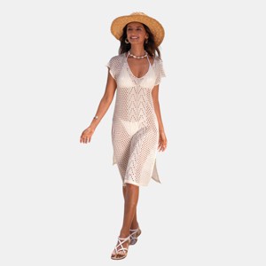 Women's Breezy Beach Crochet Cover Up Dress - Cupshe - 1 of 4
