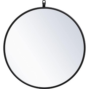 Elegant Lighting Metal frame round mirror with decorative hook 21 inch in Black - 1 of 4