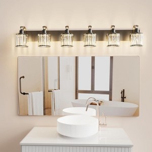 Garvee Modern Crystal Bathroom Vanity Lights Black Bathroom Light Fixtures Crystal Vanity Shower Lights Over Mirror, Bathroom Fixtures, Round Shade - 1 of 4