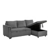 Corduroy L-Shaped Sectional Sofa, Tufted Upholstered Convertible Sleeper - 2 of 4