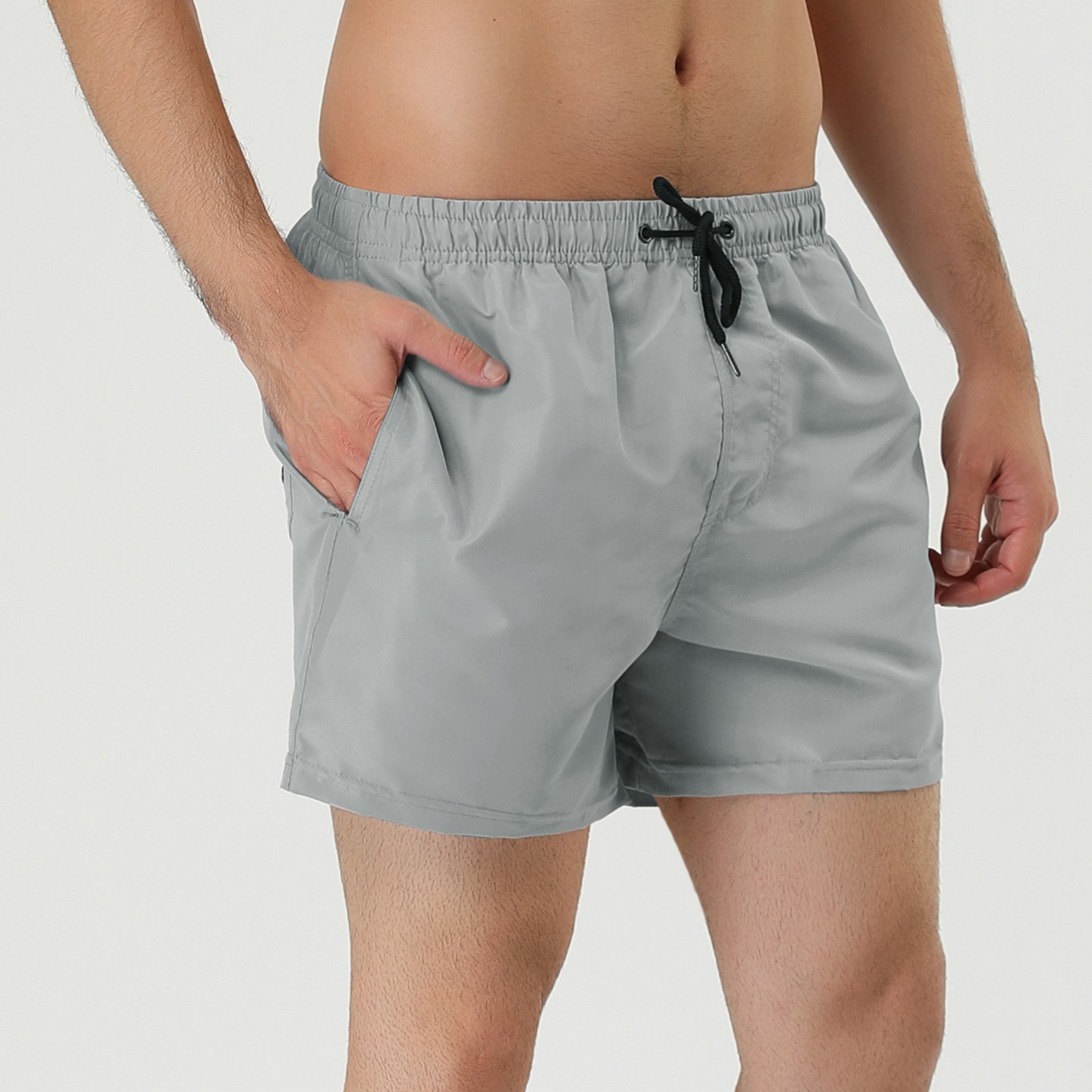 Мужские шорты Lars Amadeus Solid Color Holiday Drawstring Waist Mesh Lining Lightweight Board Shorts 2 Packs Gray/Green 34, цвет: Серый — фото 2