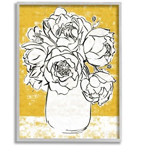 Stupell Industries Peony Sketch Bouquet Contrasted Distressed Yellow - 1 of 4