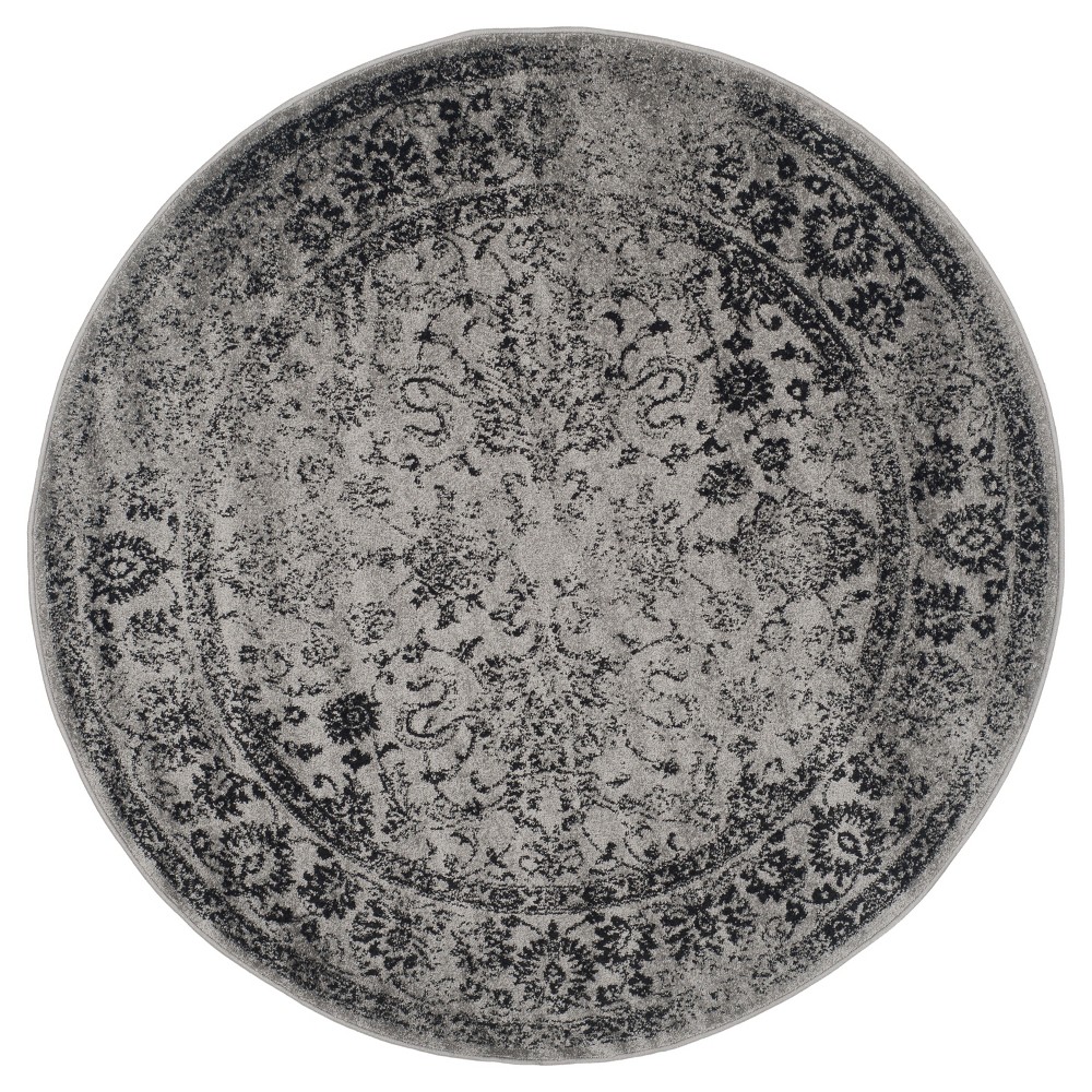 Reid Accent Rug - Gray/Black (4' Round) - Safavieh