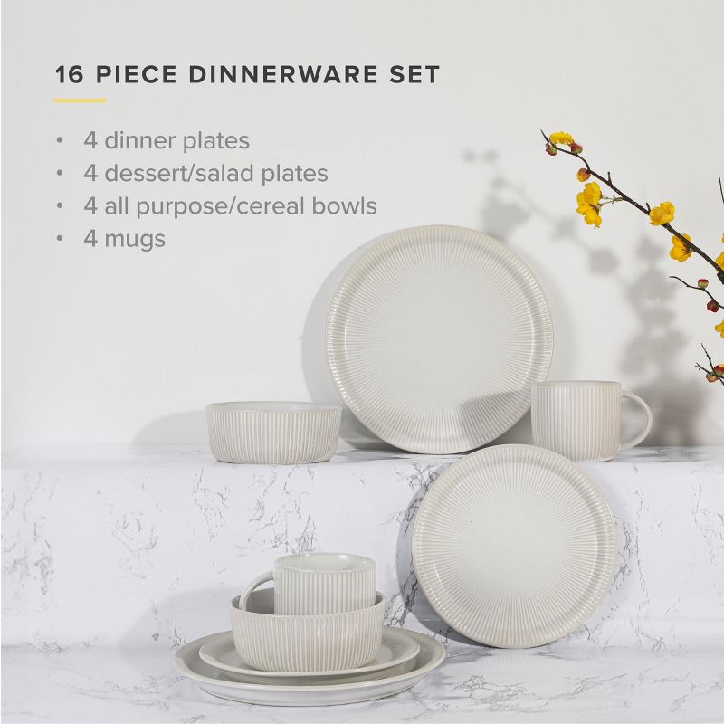 TABLE 12 Dinnerware Set 16 Pc Microwave and Dishwasher Safe, White, 3 of 8