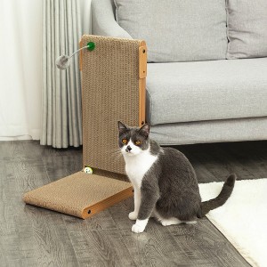 DOMETOUR Indoor Cat Scratching Board for Small to Large Cat Corrugated Board-Covered Cat Scratcher with Bell and Built-in Toy Brown - 1 of 4