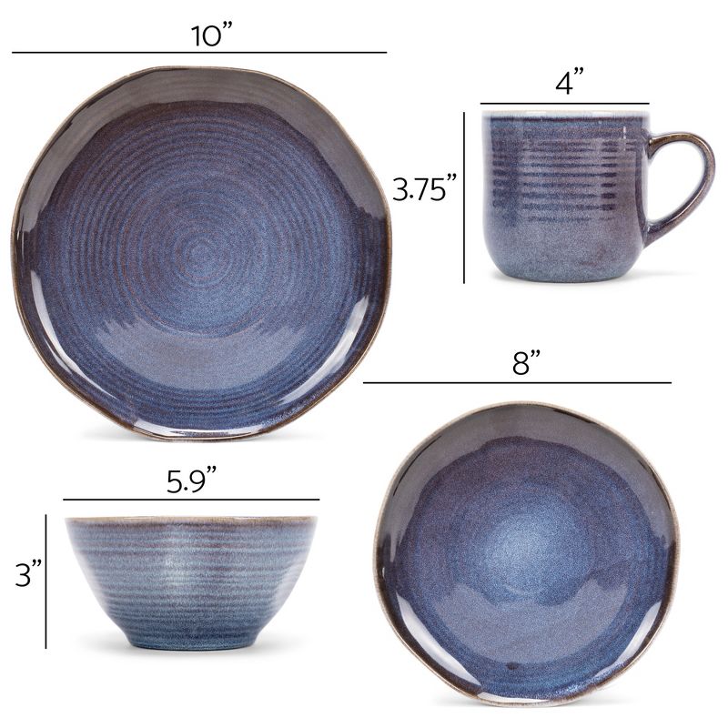 Elanze Designs Reactive Glaze Ceramic Stoneware Dinnerware 16 Piece Set - Service for 4, Purple Ombre Blue, 4 of 7