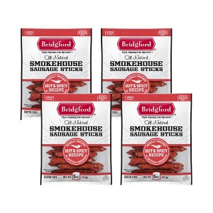 Bridgford Smokehouse Sausage Sticks Hot & Spicy 5 oz - Gluten Free High Protein Smoked Sausage Sticks for Many Dietary Preferences - 1 of 4