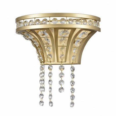 Champagne Gold Dimmable Crystal Sconce with Clear Shade