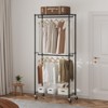 VEVOR Heavy Duty Clothes Rack, Double Hanging Rods Clothing Garment Rack with Bottom and Top Storage Tier, Rolling Clothing Rack for Hanging Clothes - 2 of 4