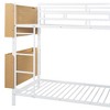 Okak Twin Over Twin Size Metal Bunk Bed with Ladder Loft Bunk Bed with Full- Length Guardrail & Storage Shelves for Teens, Easy Assemble, White - 4 of 4