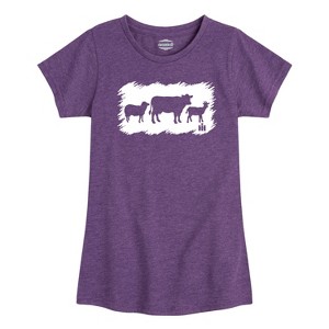 Girls' - Case IH - Farm Animal Sketchy Fitted Short Sleeve Graphic T-Shirt - 1 of 4