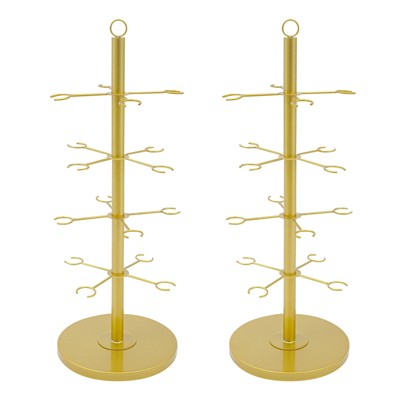 YIYIBYUS 2Pcs Wine Glass Display Stand, Champagne Tower, 4 Tier Cocktail Tree Stand