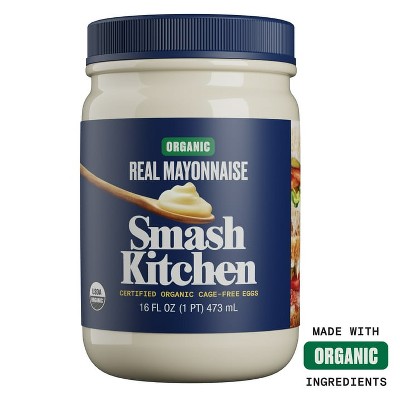 Smash Kitchen Organic Real Mayonnaise, 16 oz Jar, Pack of 4